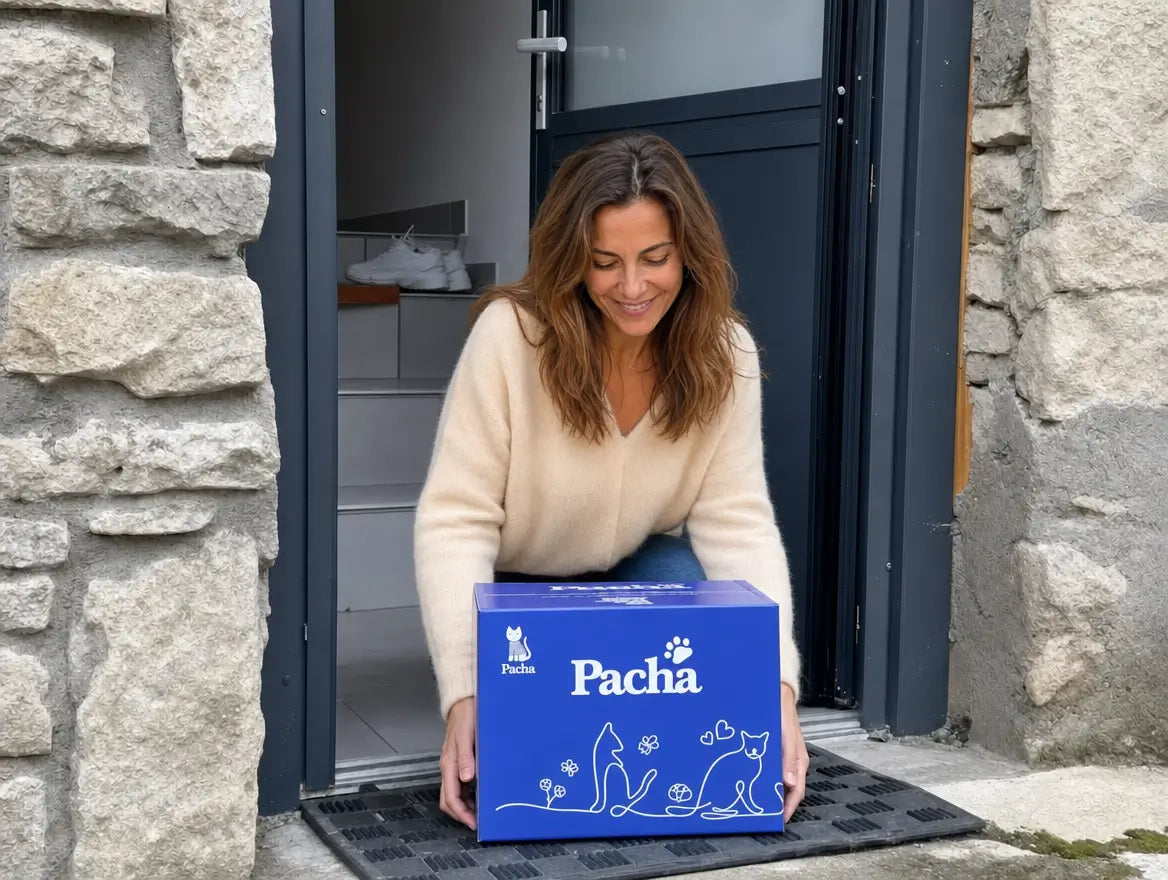 Clienta de Pacha que recibe su paquete de Pacha en la puerta de casa