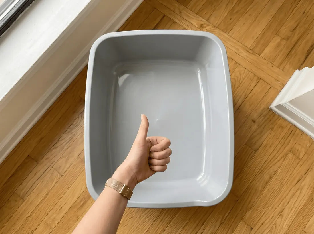 Bandeja perfectamente limpia con el pulgar hacia arriba